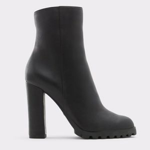 Aldo Shoes Tealith Black Leather Block Heel Ankle Boots